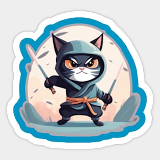 Cat Ninja Blue Sticker